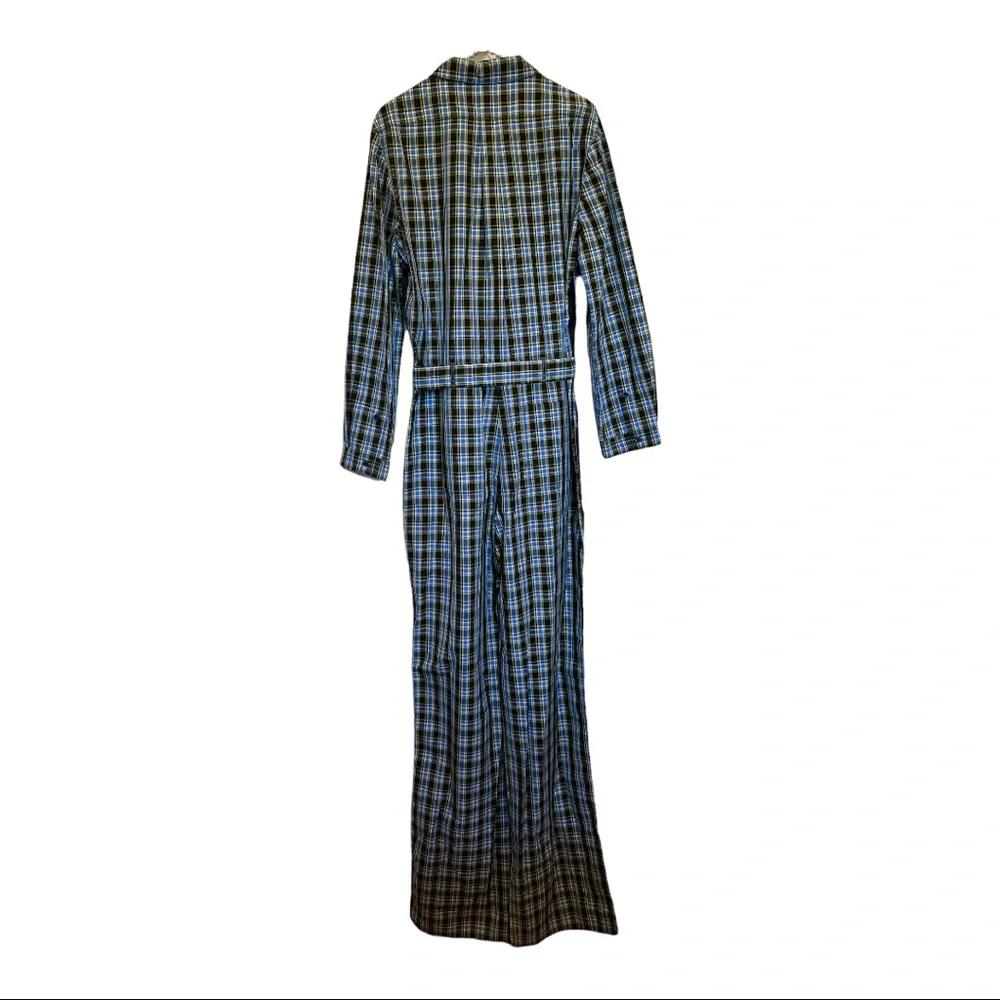 Burberry Ladies Blue Lampton Check Tie Waist Jumpsuit Brand Size 12 (US Size 10) - Picture 3 of 14